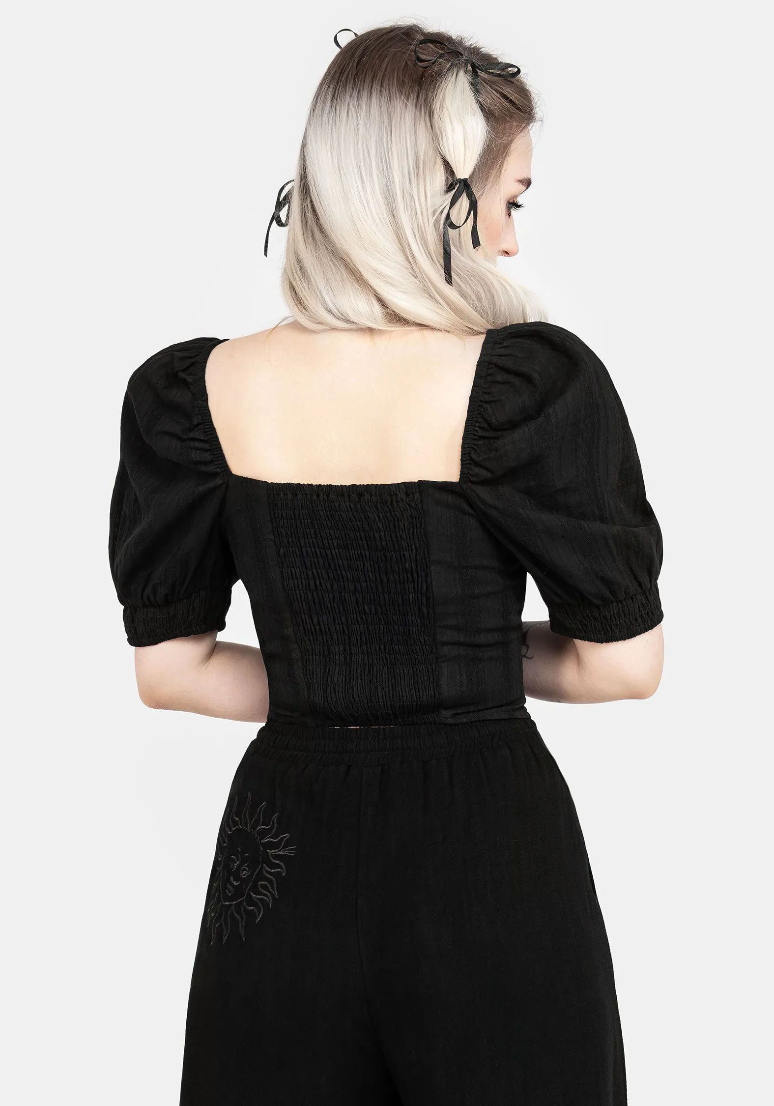 Gorse Cotton Puff Sleeve Blouse Top Adjustable Fit System