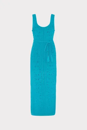 Motion Light Bubble Pointelle Knit Midi Dress