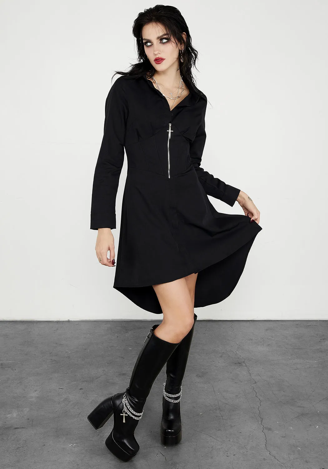 Chic Design Bullet Corset Shirt Dress