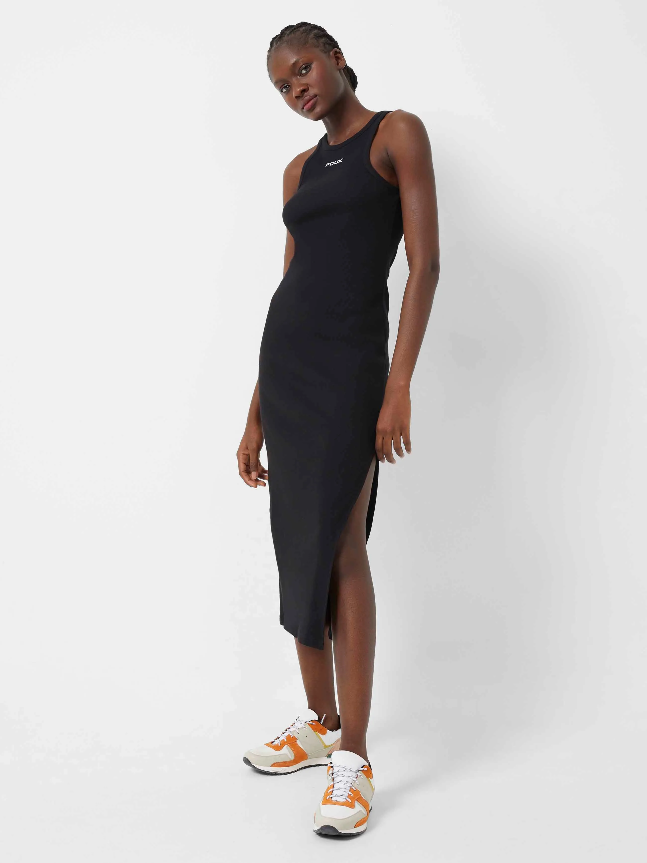 FCUK Ribbed Racer Midi Dress Love Blend