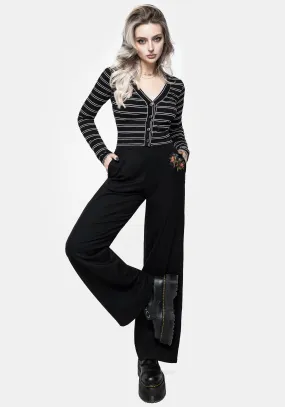 Cleome Floral Spiderweb Embroidered Trousers Effortless Wear Reinforced Hemline