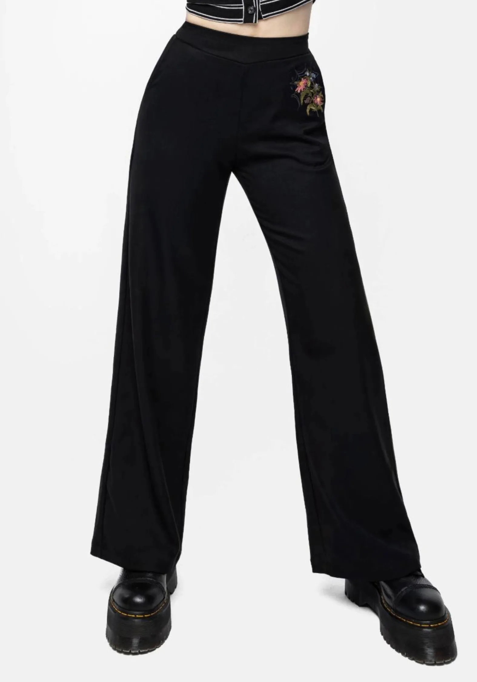 Cleome Floral Spiderweb Embroidered Trousers Hygienic Coating