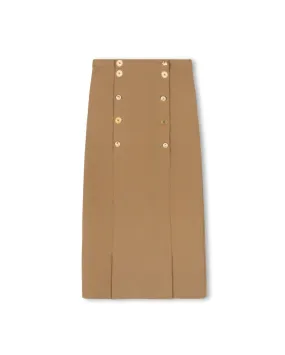 Button Placket Detailed Straight Skirt Breezy Mood Fashion Tones
