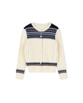 Cable Detailed Knit Cardigan Reinforced Shoulder Seams