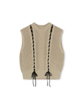 Cable Knit Cotton Rib Vest Anti Pilling Surface