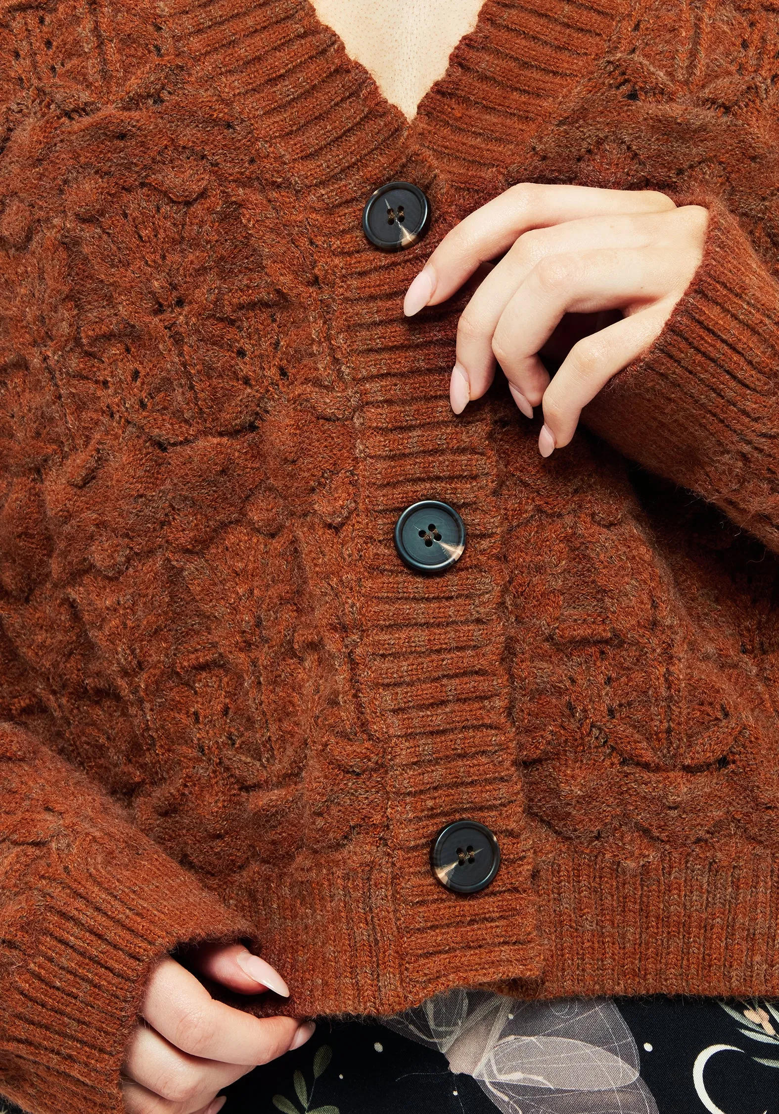 HighDurabilityWeave Cadmium Pointelle Knit Cardigan