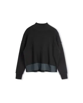 Heathered Effect Cali Knit Poplin Detailed Top