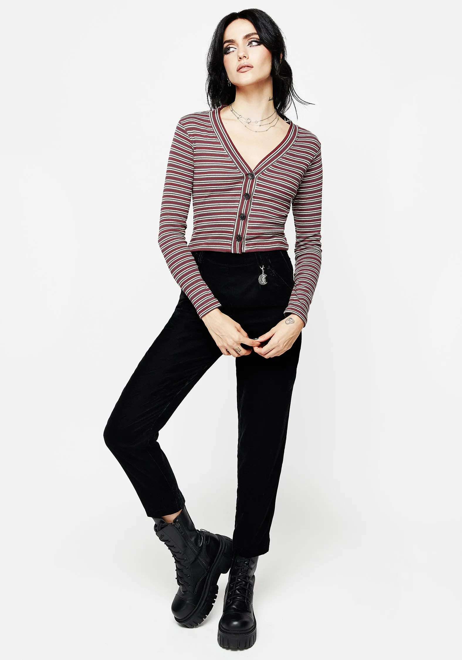 FadeResistant Color Pure Detail Calliophis Stripe Crop Cardigan