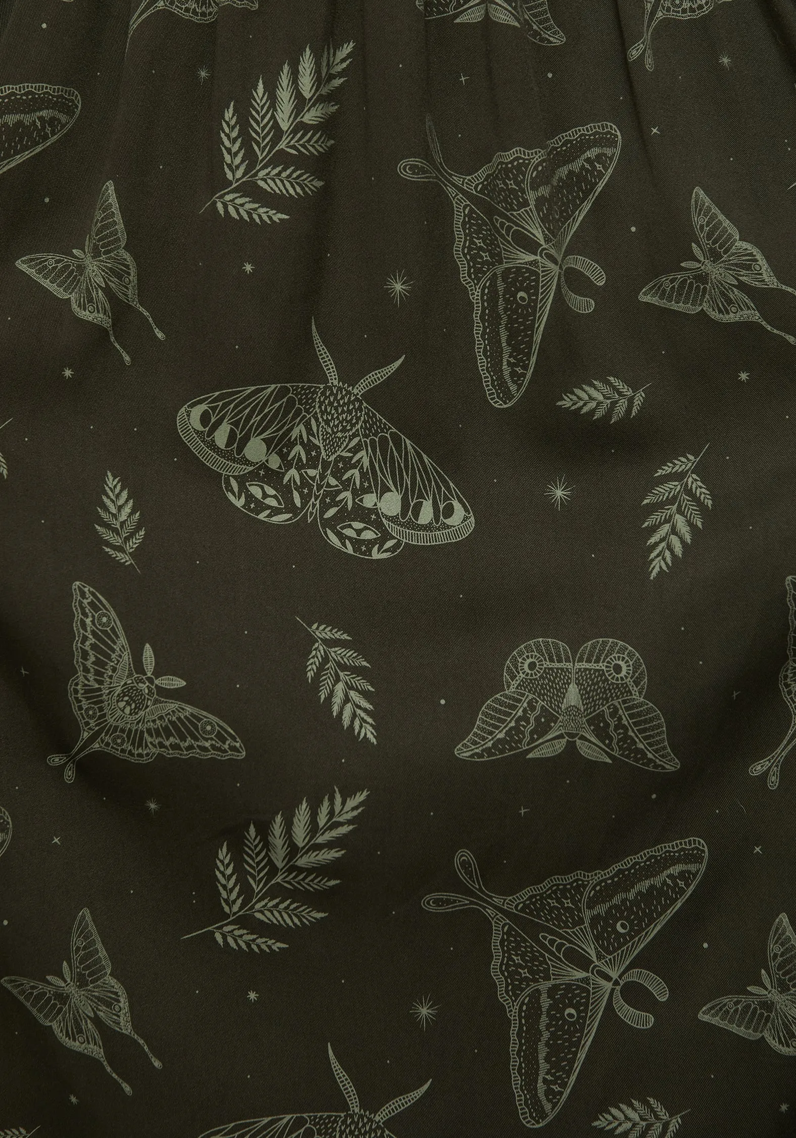 High Density Weave Callopistria Moth Print Midi Skirt - Green