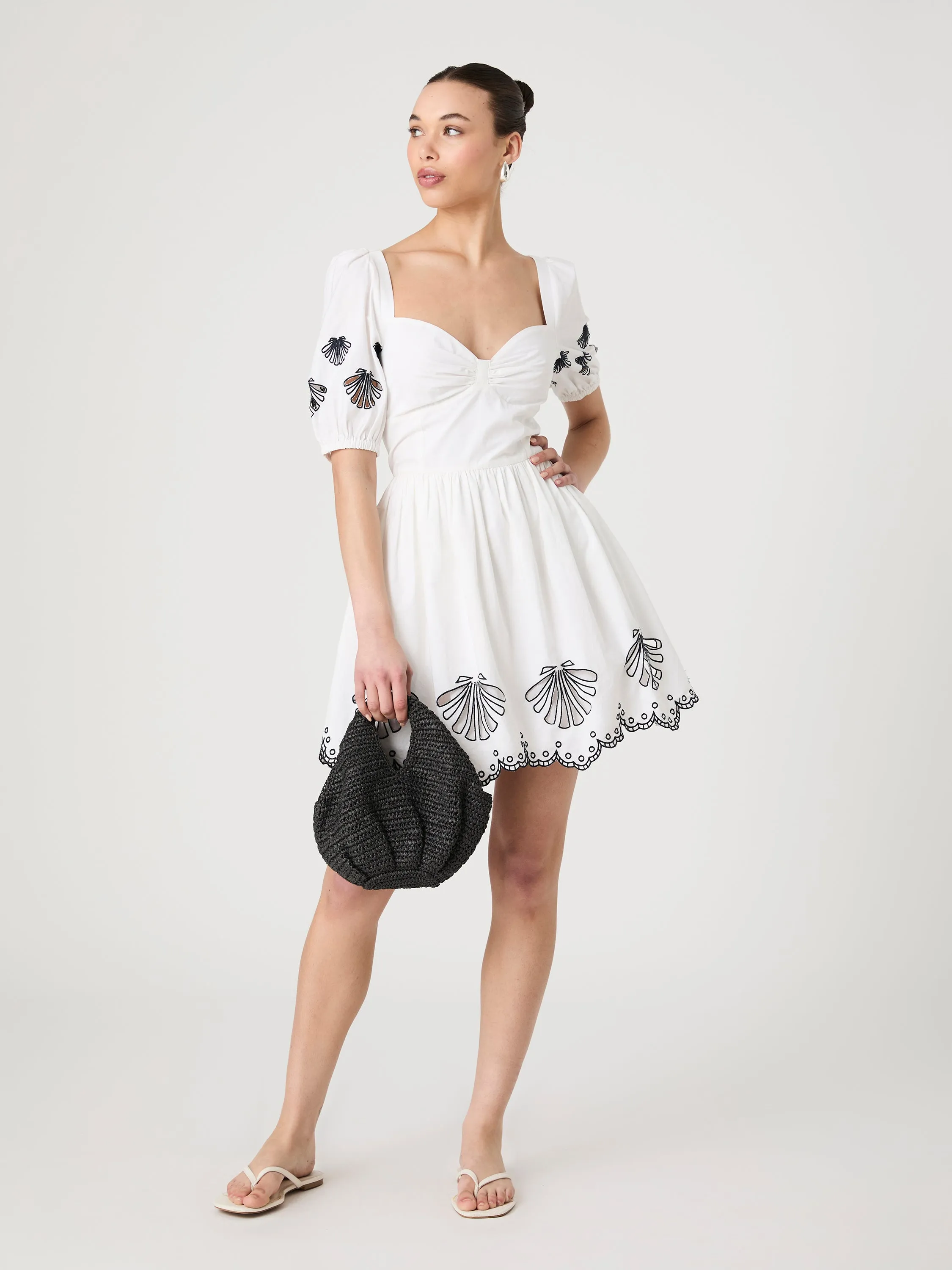 Drawstring-Closure Cambria Cotton Anglaise Dress