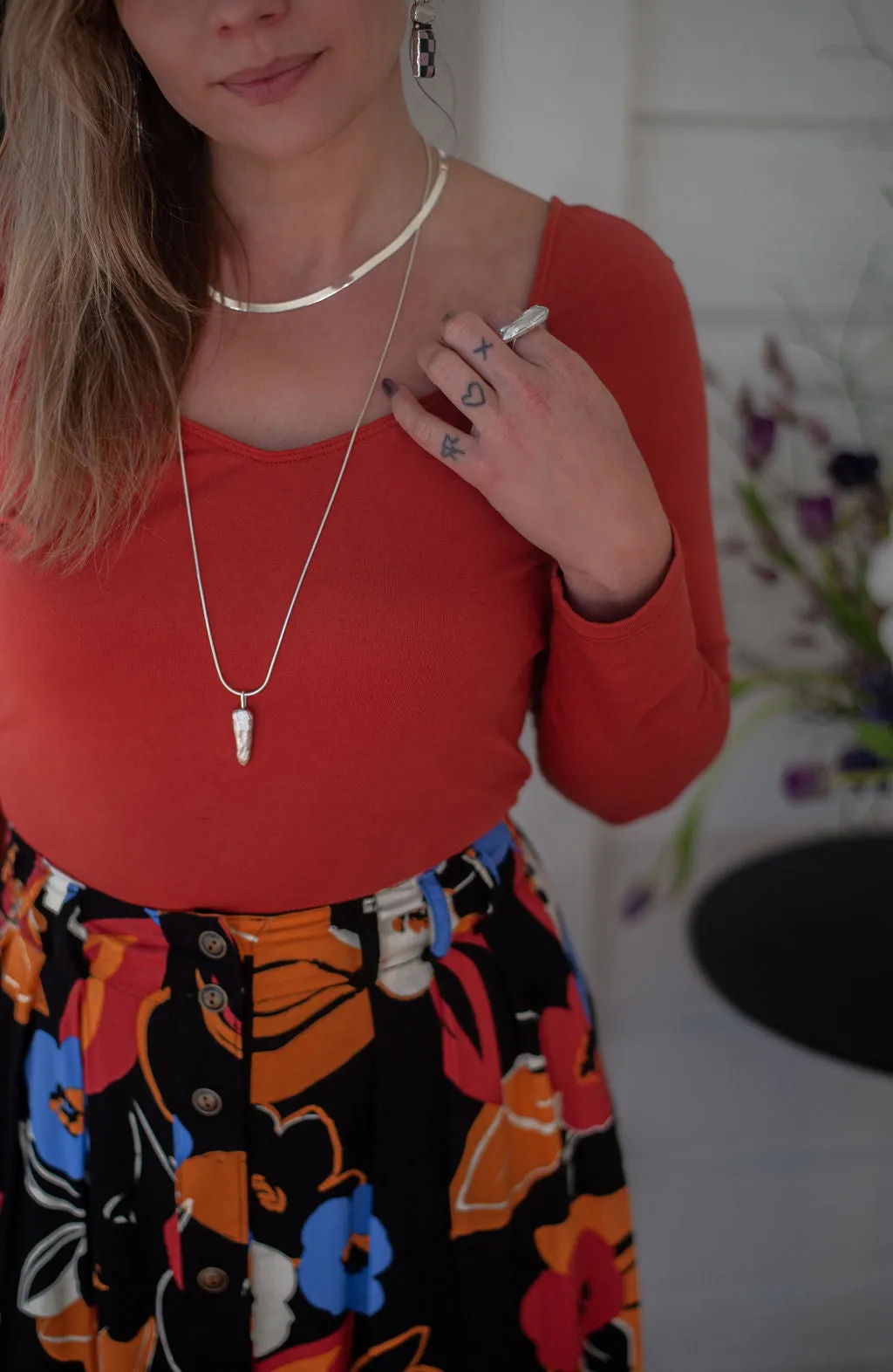 Textured Knit Camille Top in Coral Cotton Knit