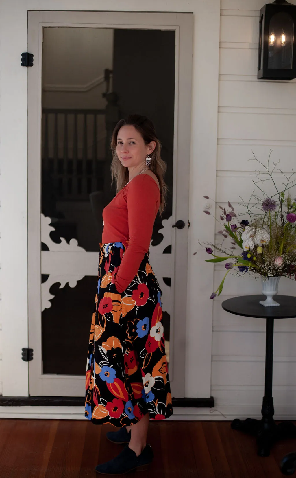 Camille Top in Coral Cotton Knit Smart Look