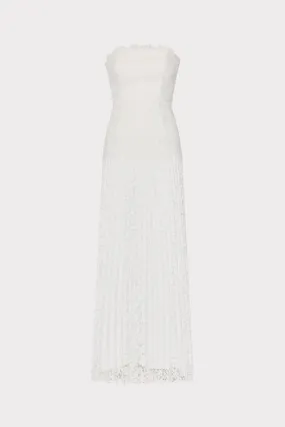 Effortless Comfort Norelle Strapless Mixed Laces Pleated Maxi Dress