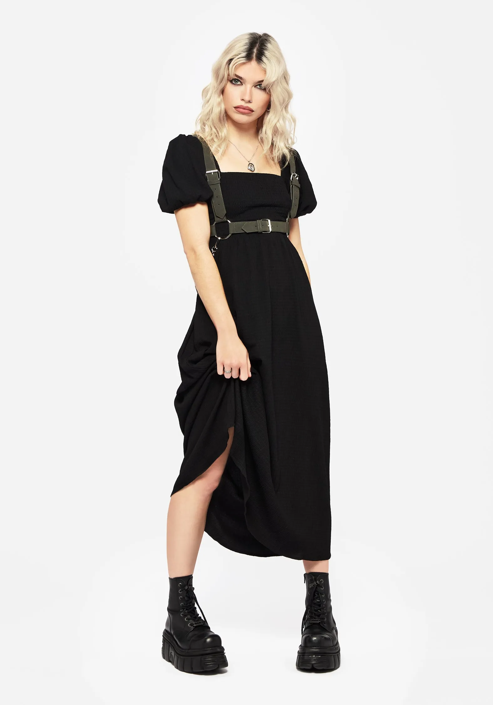 Calm Air Carmine Midaxi Smock Dress - Black