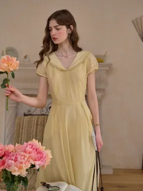 Caroline V-Neck Lace Lyocell Dress Silky Touch