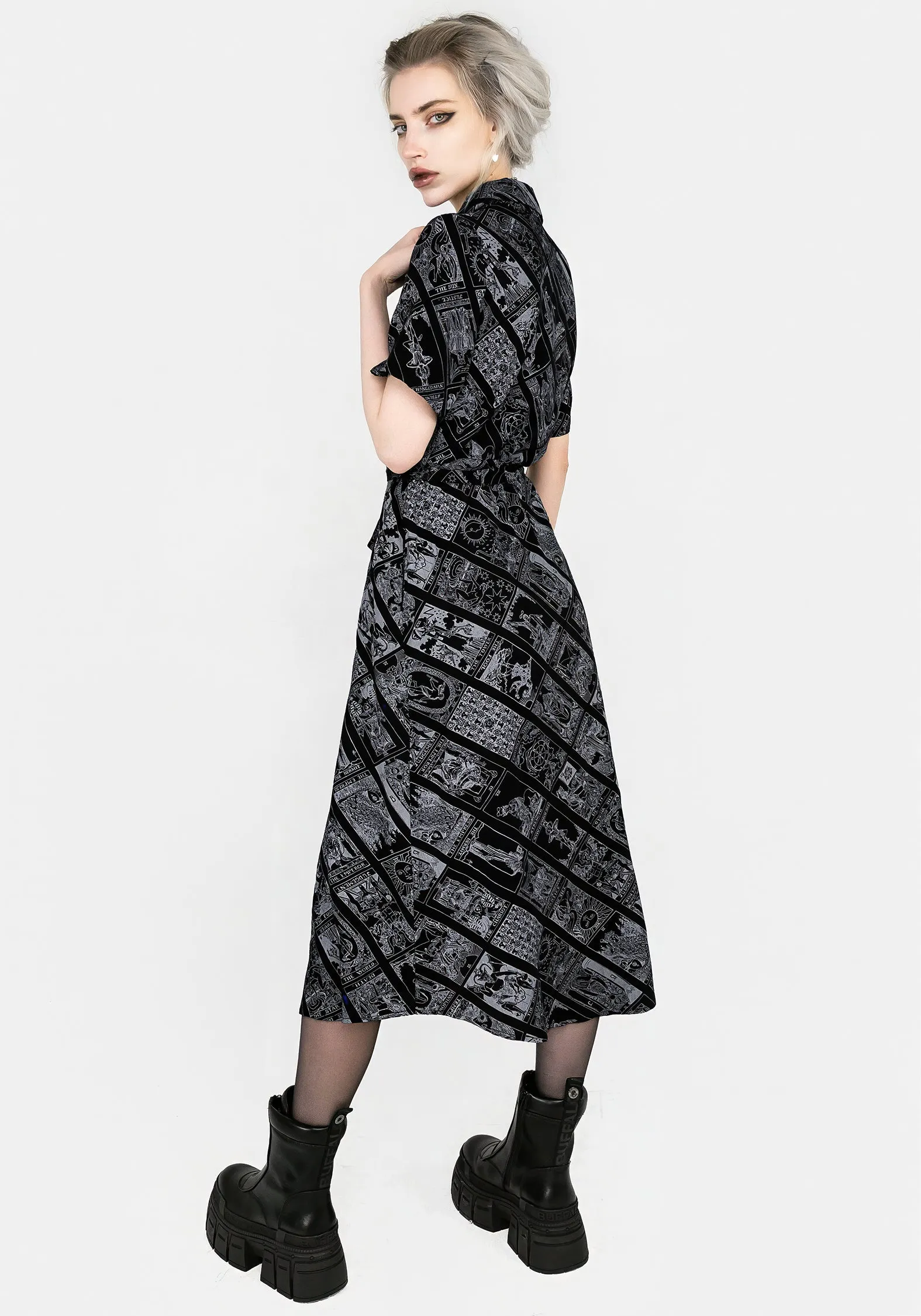 Cartomancy Midi Shirt Dress Sleeveless Coastal Chic