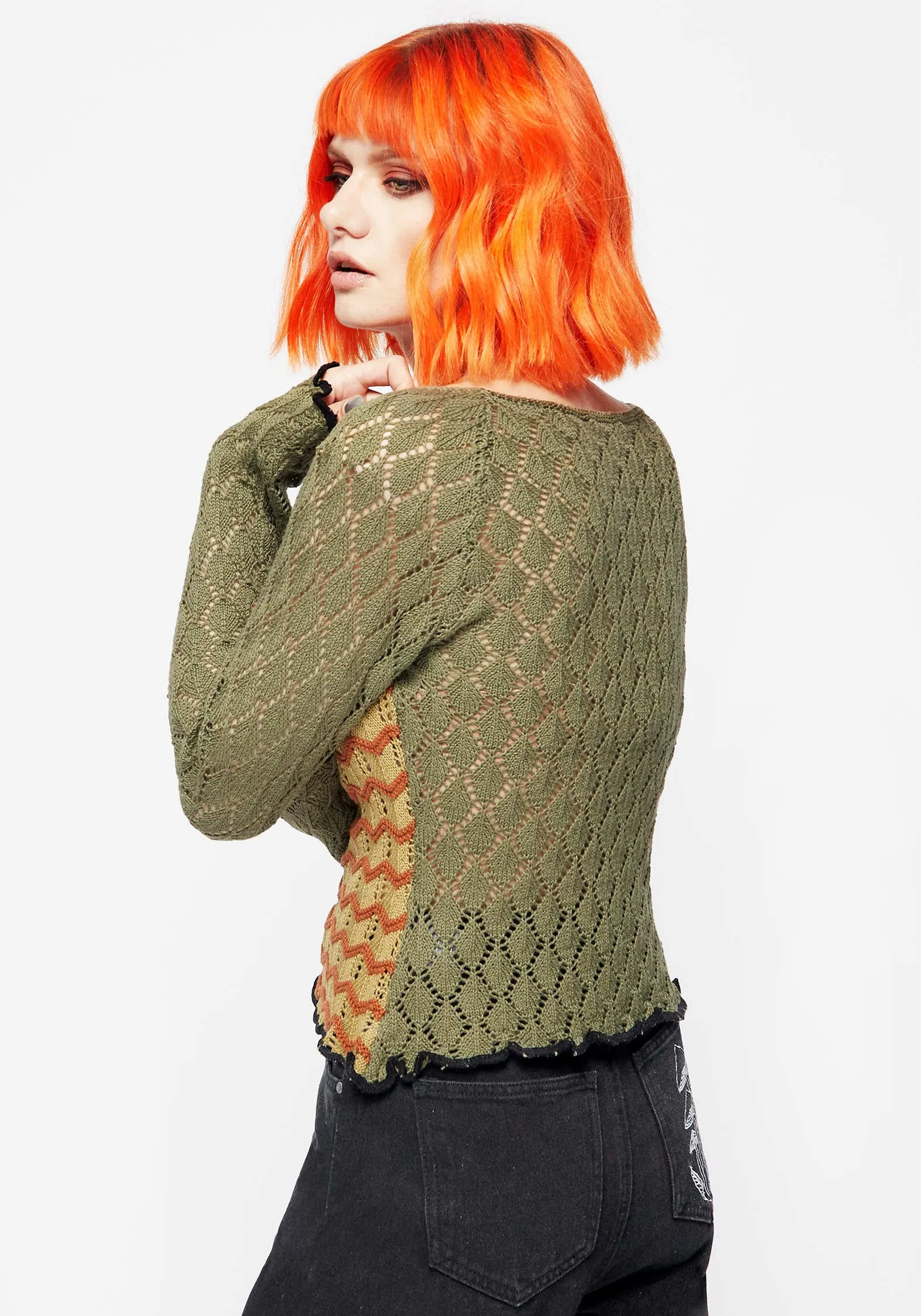 Autumn Ready Mixed Feelings Patchwork Knit Top