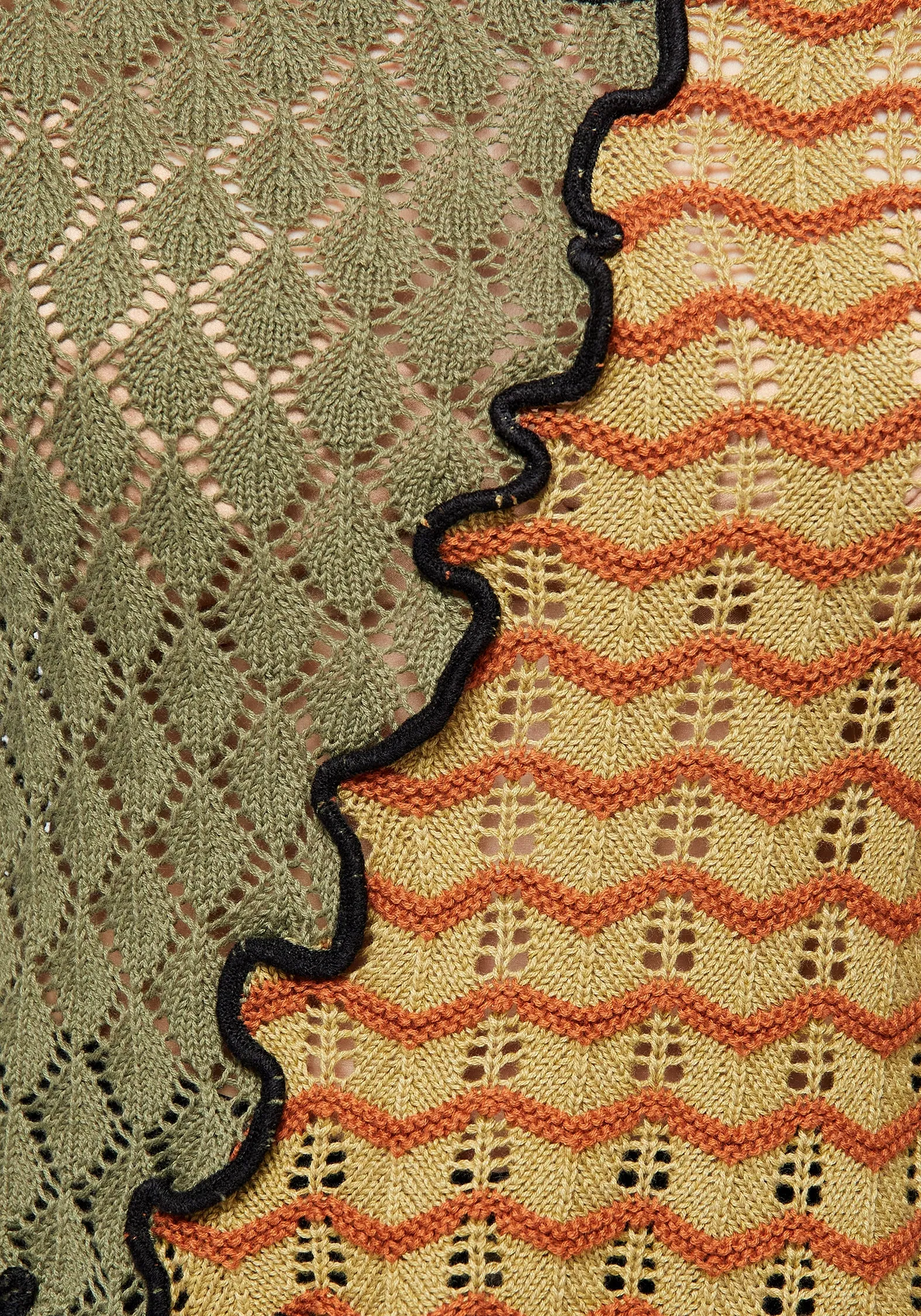 Fray Resistant Edges Lightweight Thermal Weave Mixed Feelings Patchwork Knit Top