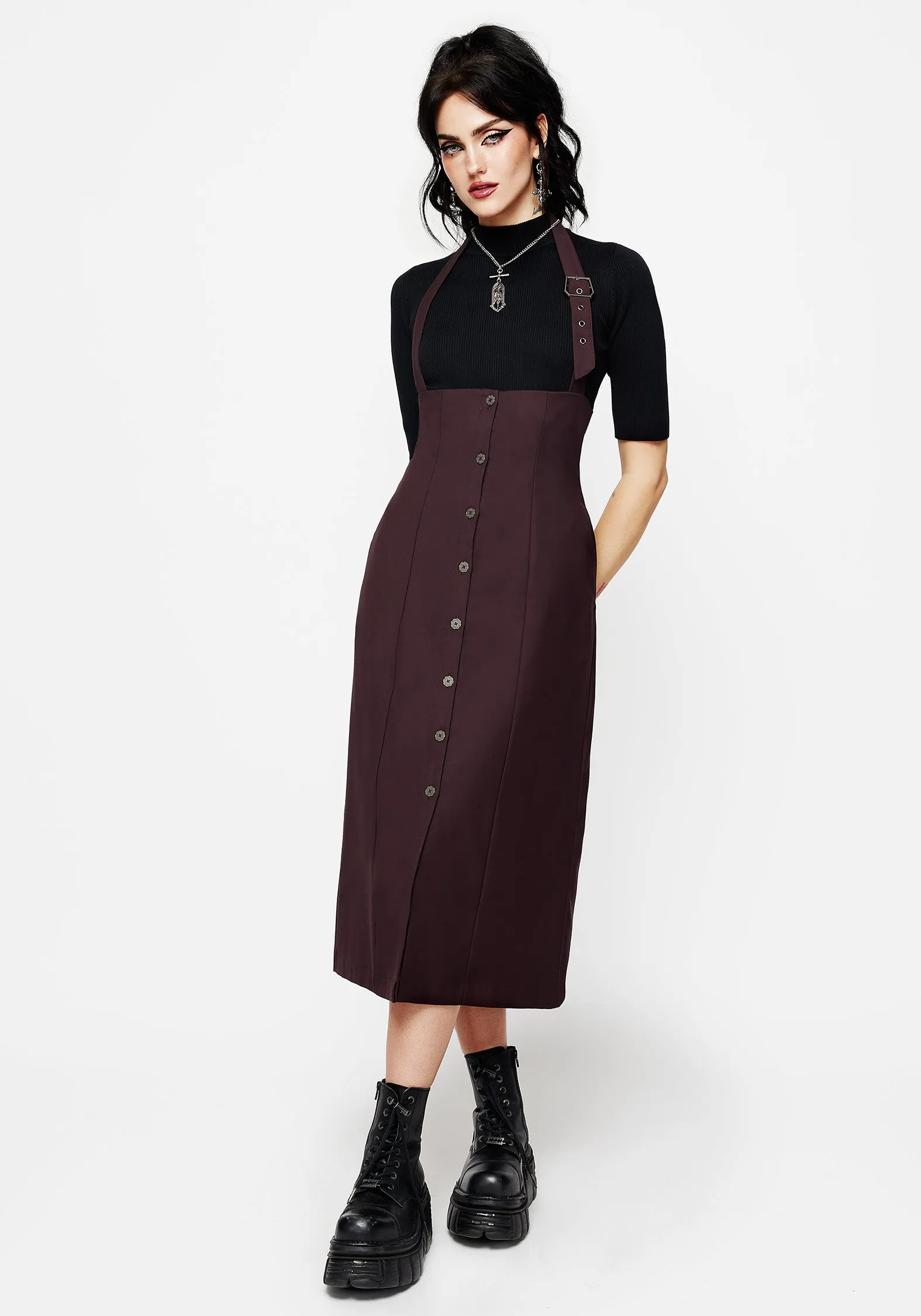 Cool Season New Age Halter Neck Pinafore Midi Dress