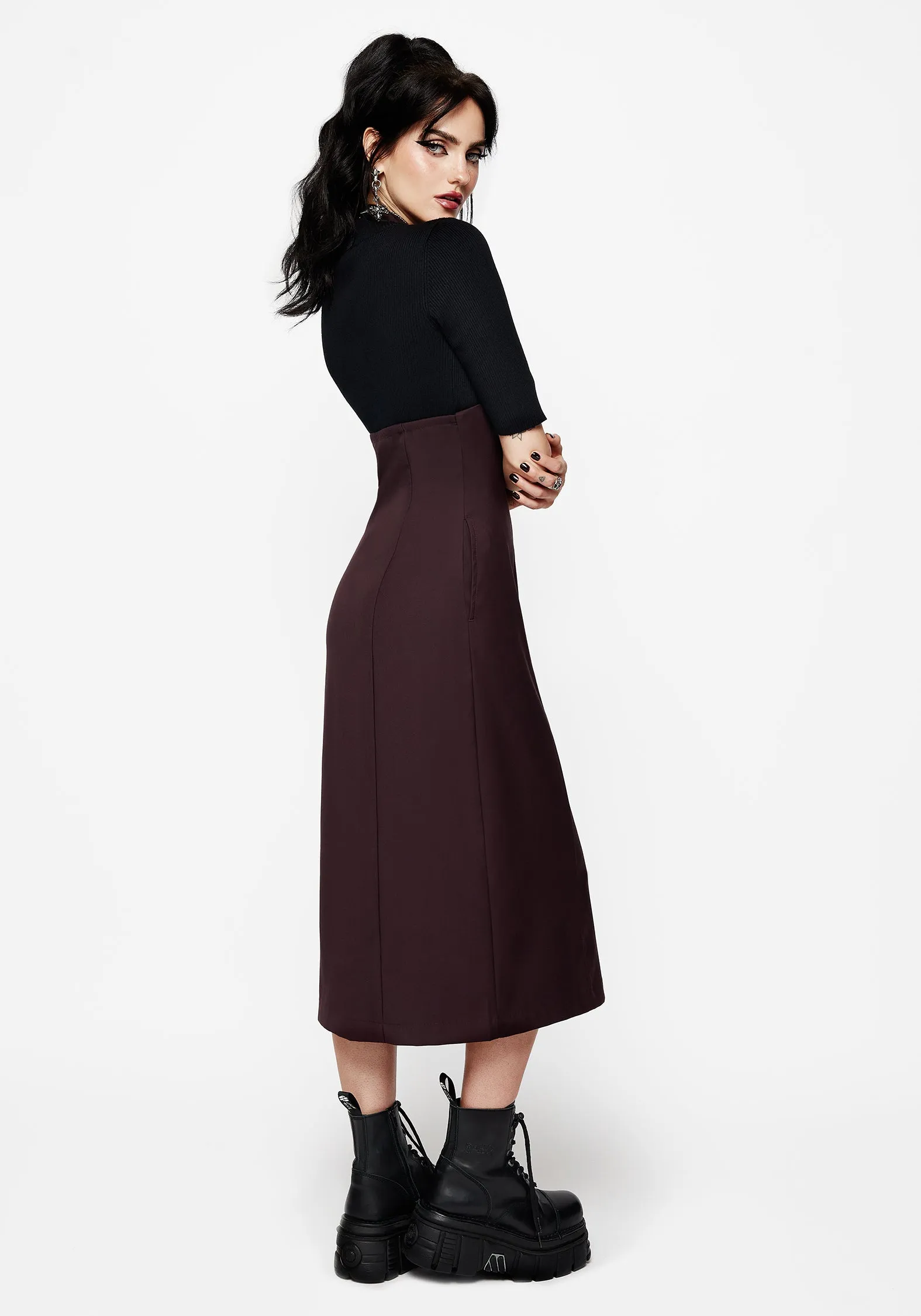 New Age Halter Neck Pinafore Midi Dress Flowy mid-length piece