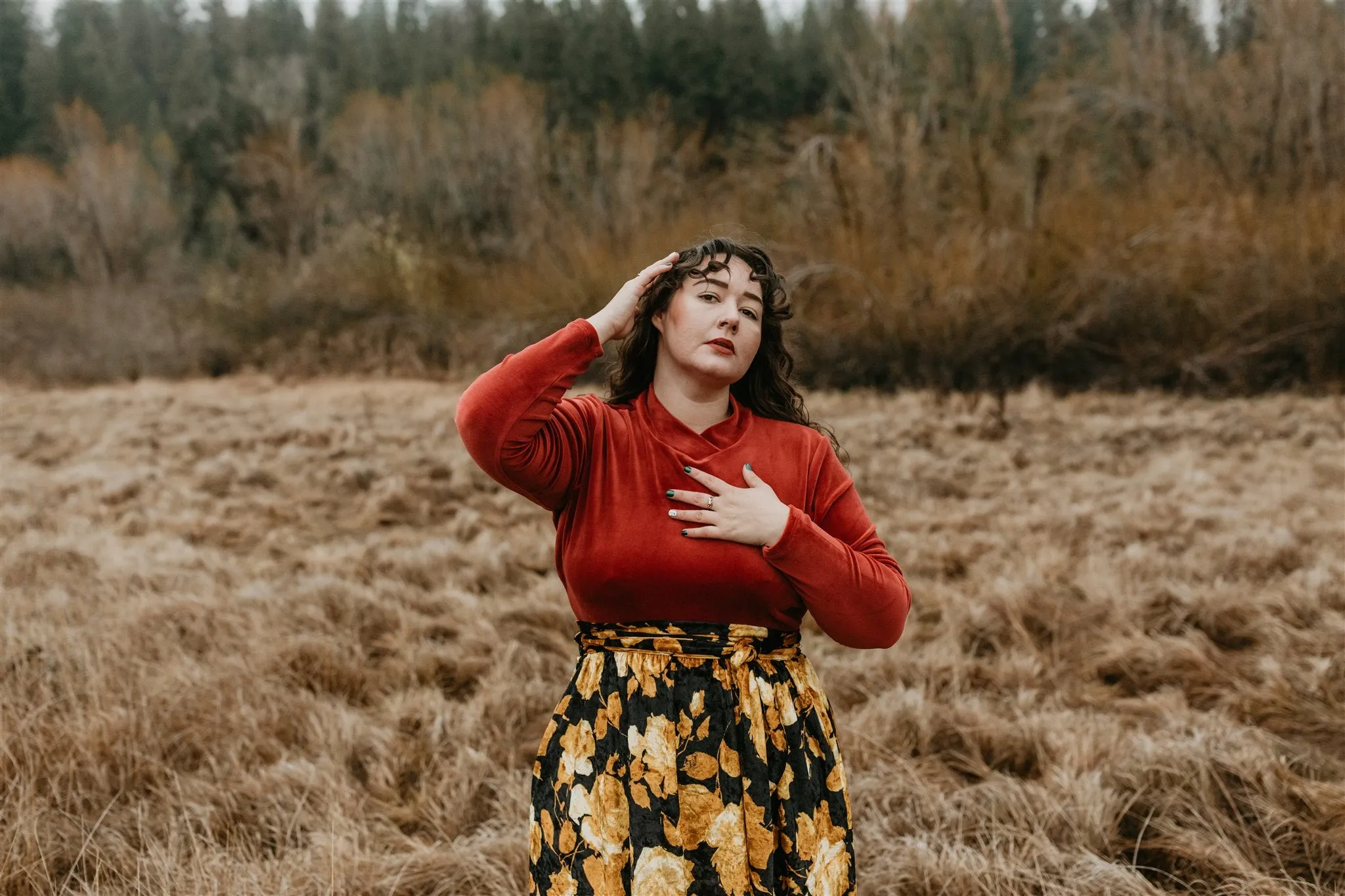 Functional Layer Layering Comfort Mock Top in Brick Velvet