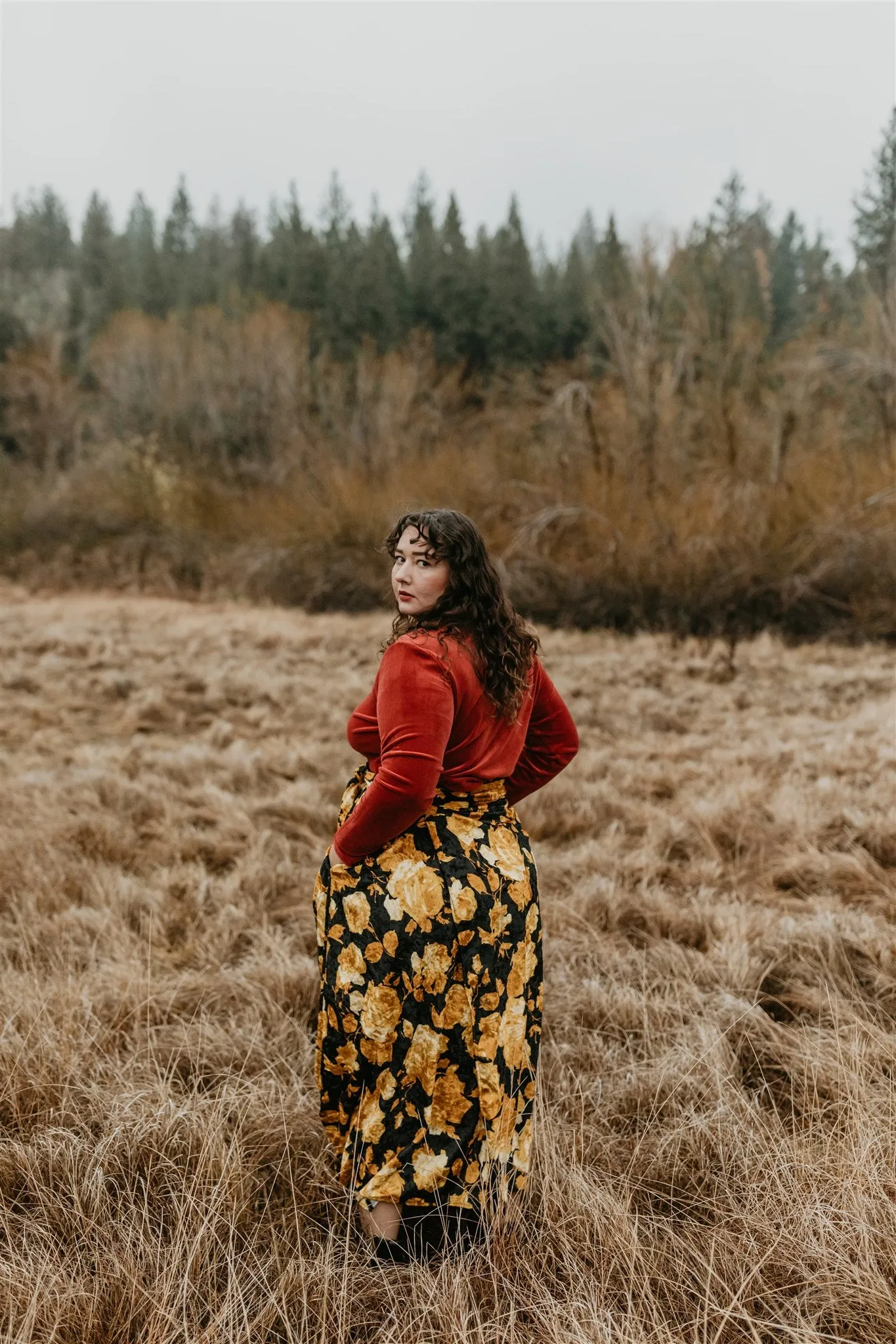 Mock Top in Brick Velvet Comfortable Knit