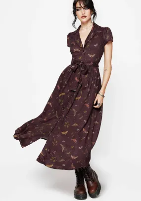 Celia Moth Printed Midaxi Shirt Dress Day Love BreathableFabric