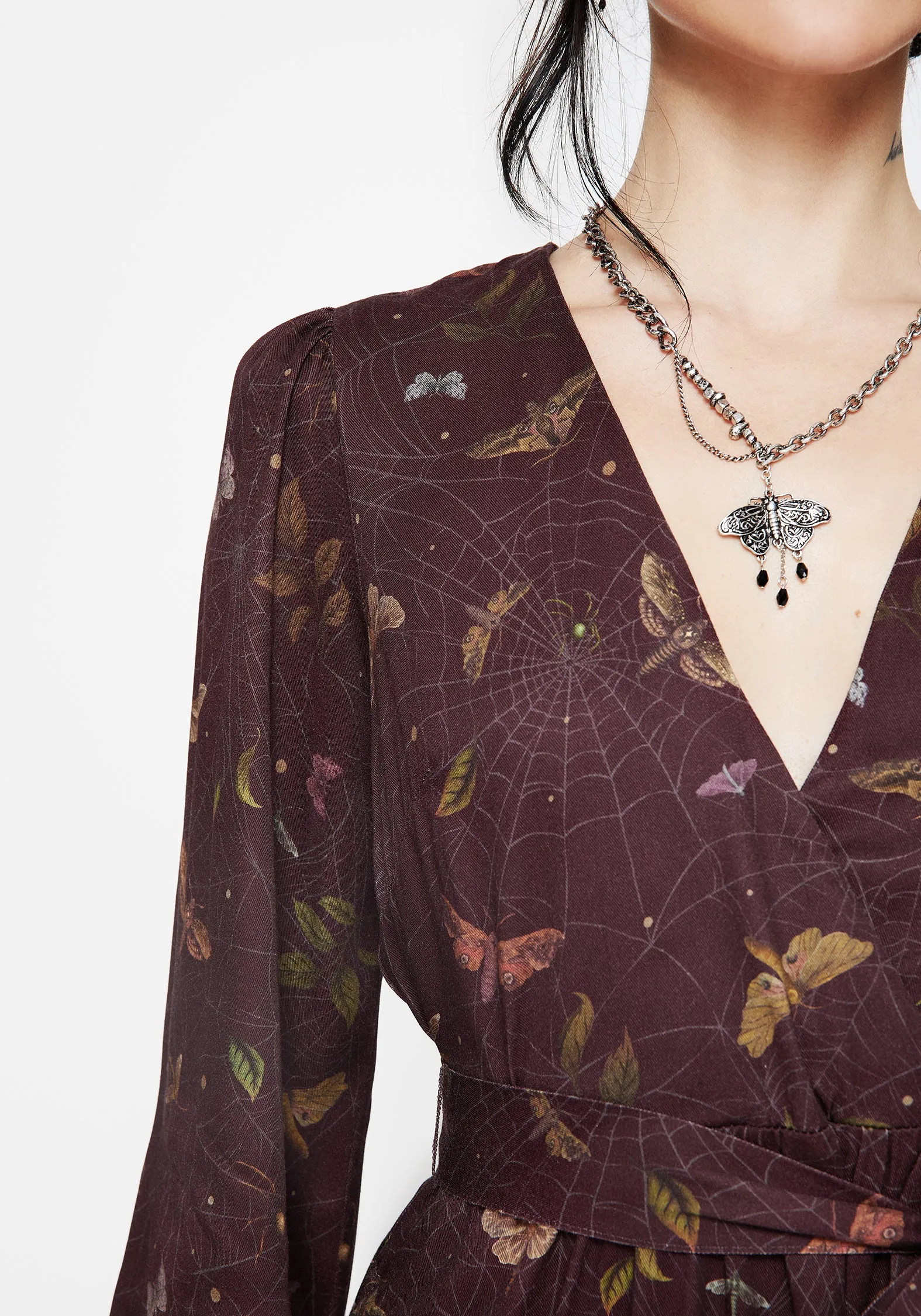 Urban Motion Celia Moth Printed Mini Wrap Dress