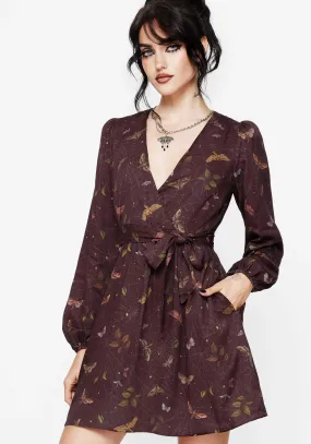 Celia Moth Printed Mini Wrap Dress Olive Fresh Oversized-Fit