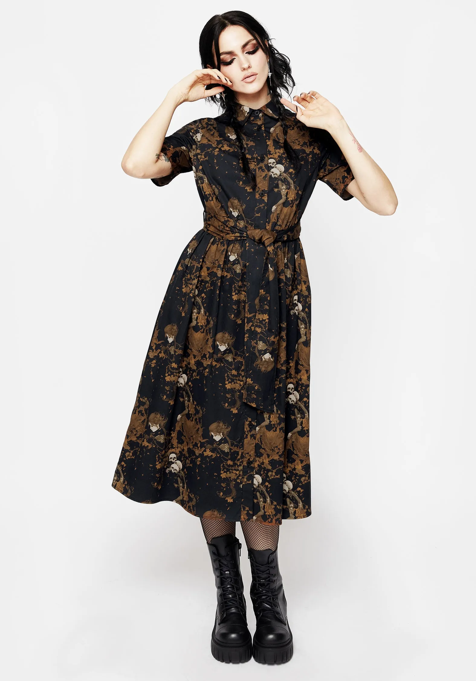 Underworld Cotton Midi Shirt Dress soft fit Ombre-Effect