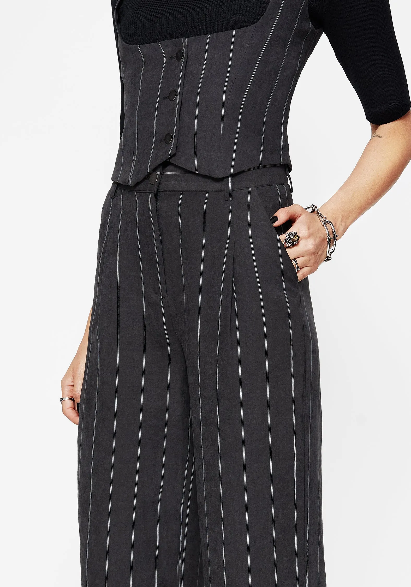 Easy Care Bellum Stripe Tailored Straight Leg Trouser