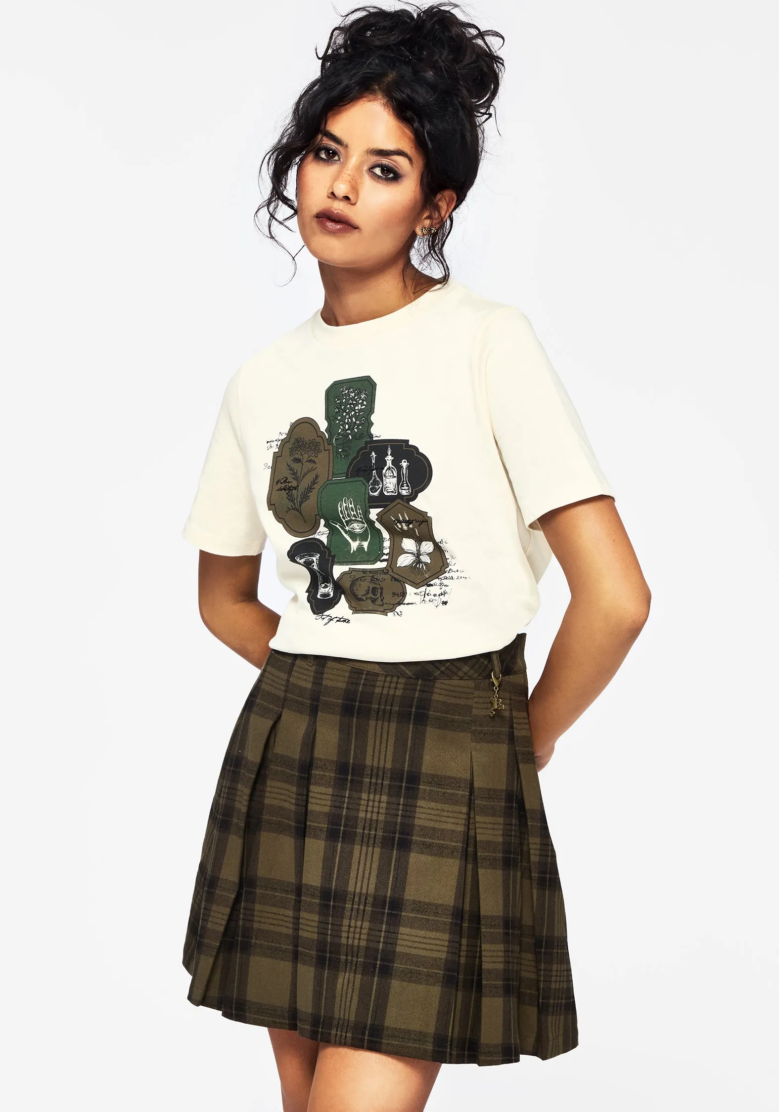 Wicce Stamp Graphic Short Sleeve T-Shirt Perfect Layer Wear