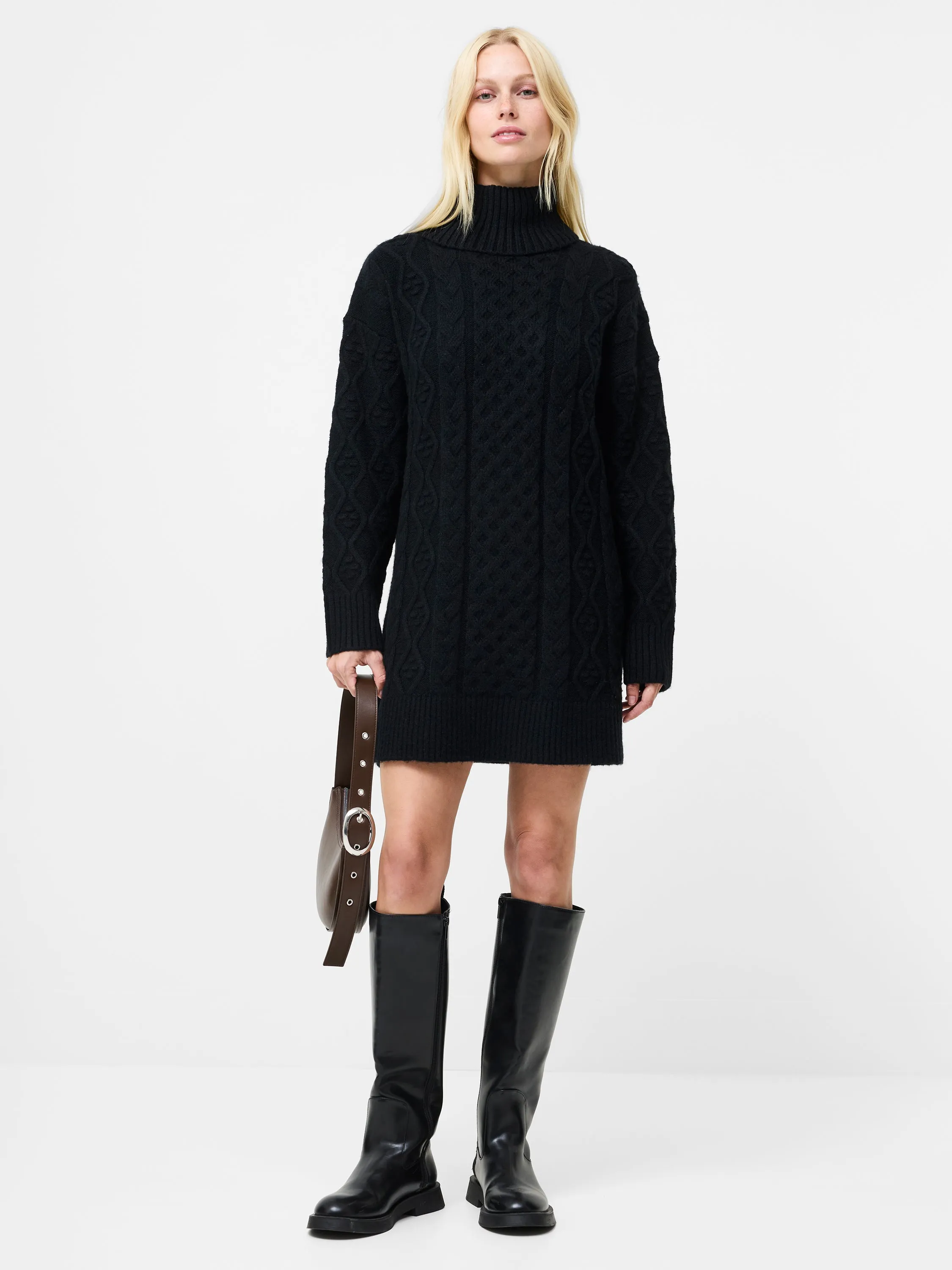 Makira Knit Turtleneck Mini Dress Shine Dressy