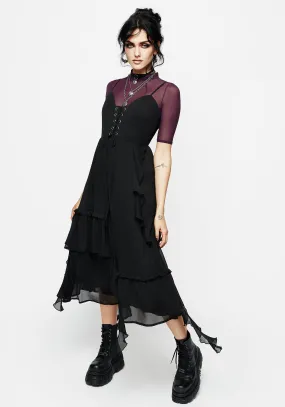 Corsair Lace Front Asymmetric Midi Dress Relaxed Style
