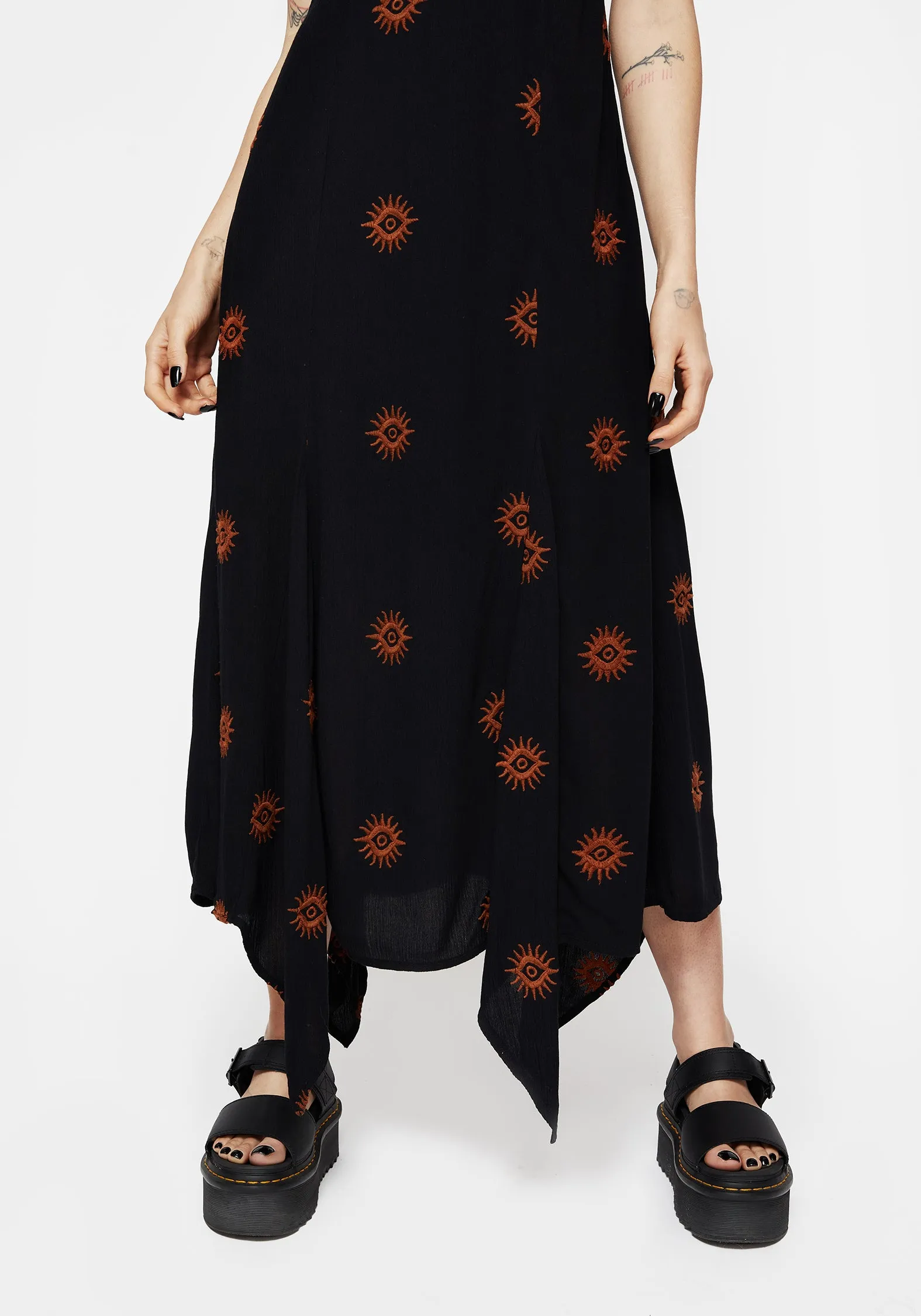 Solstice Embroidered Cami Hanky Hem Midaxi Dress Chilly Day Comfort