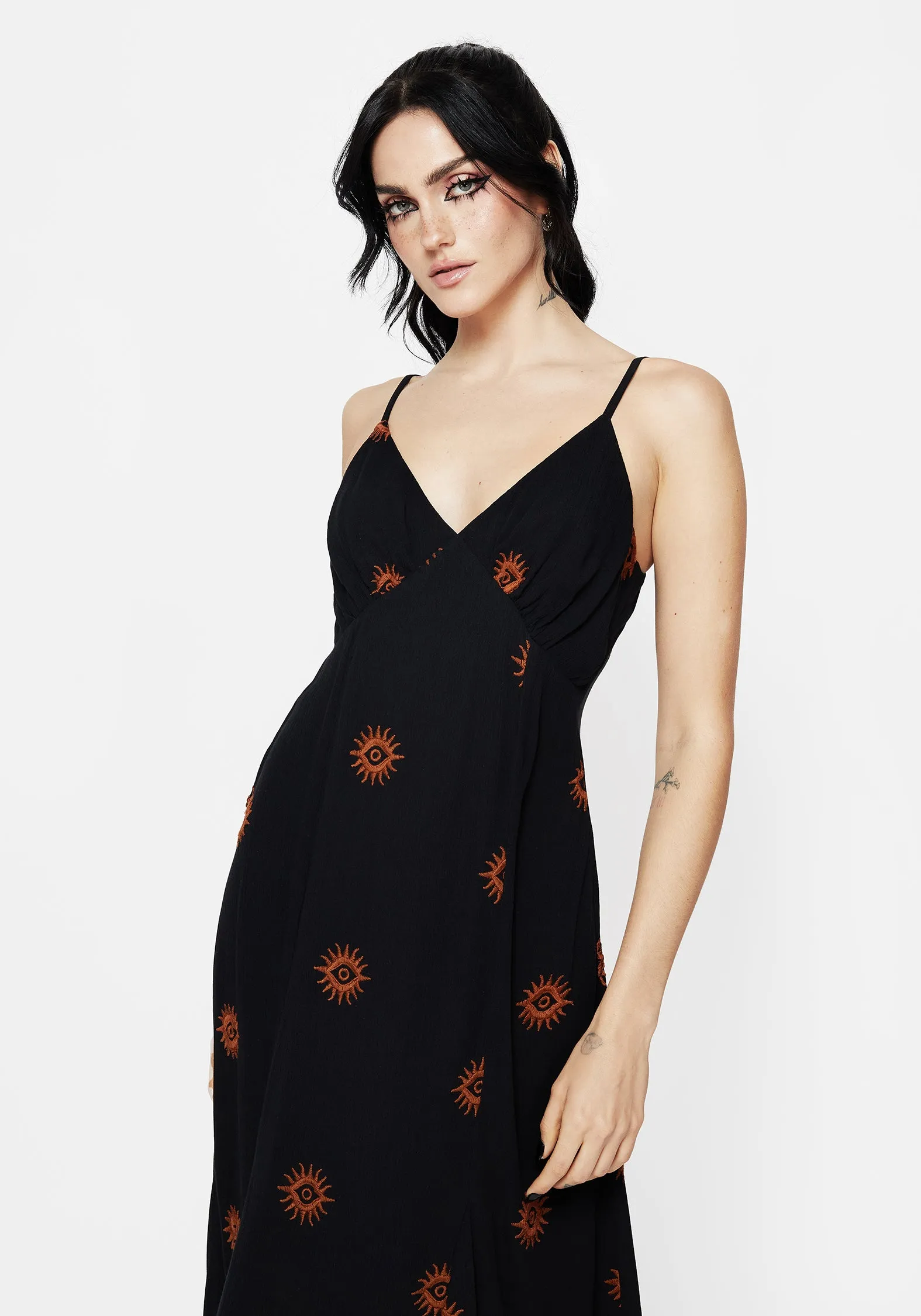 Chic and Stylish Solstice Embroidered Cami Hanky Hem Midaxi Dress