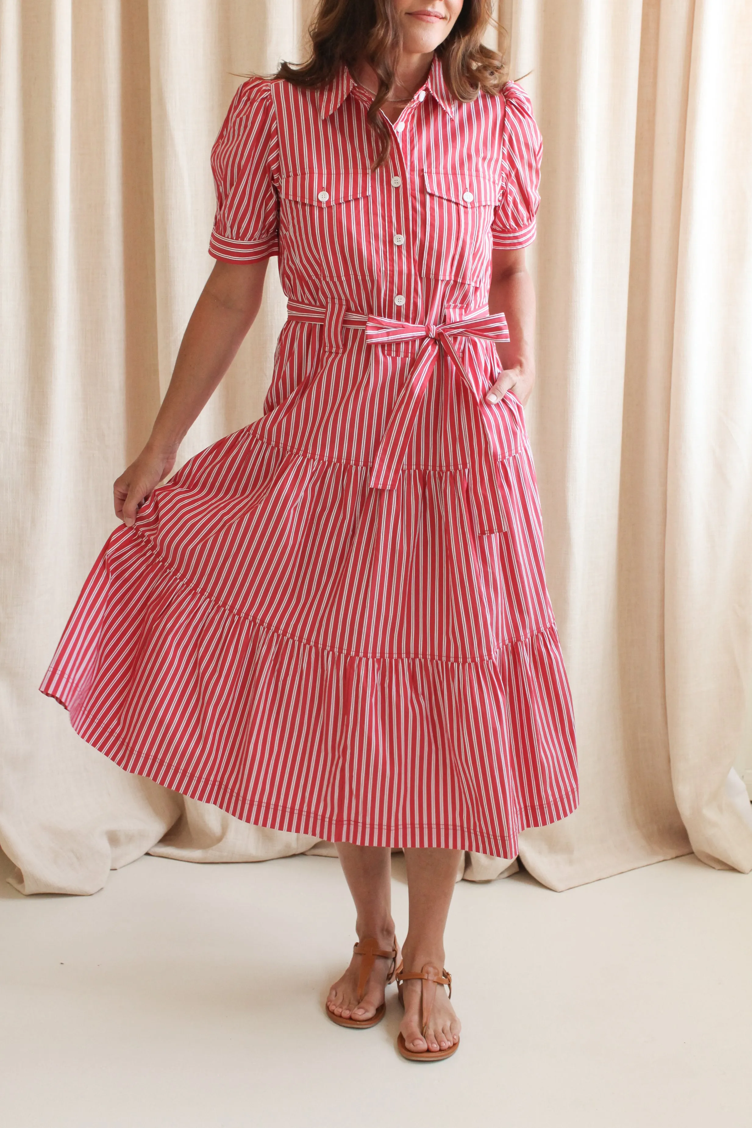 Jessie Striped Midi Shirtdress Bright Bloom Breathable Style