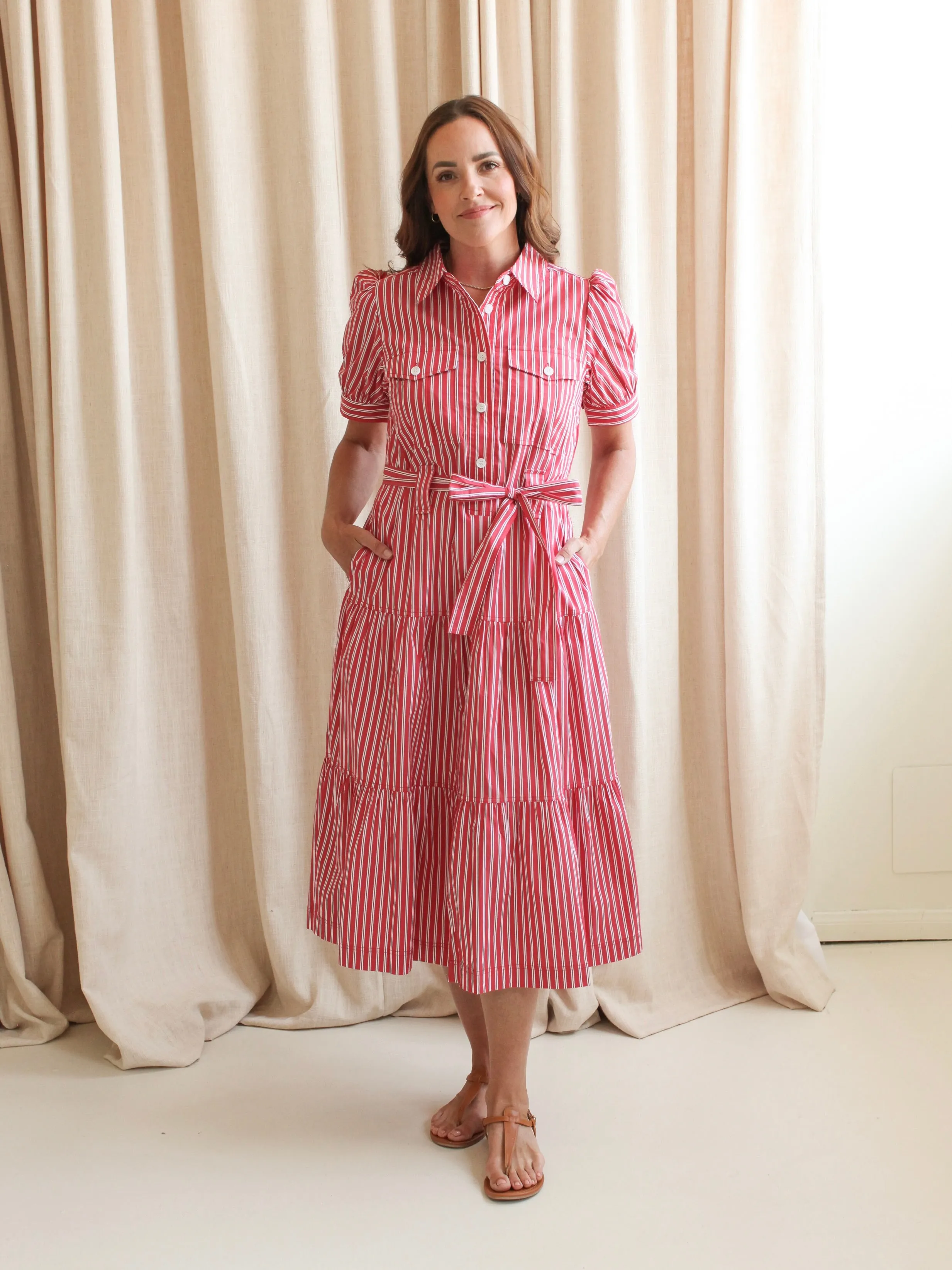Jessie Striped Midi Shirtdress Cool Season Grace Color