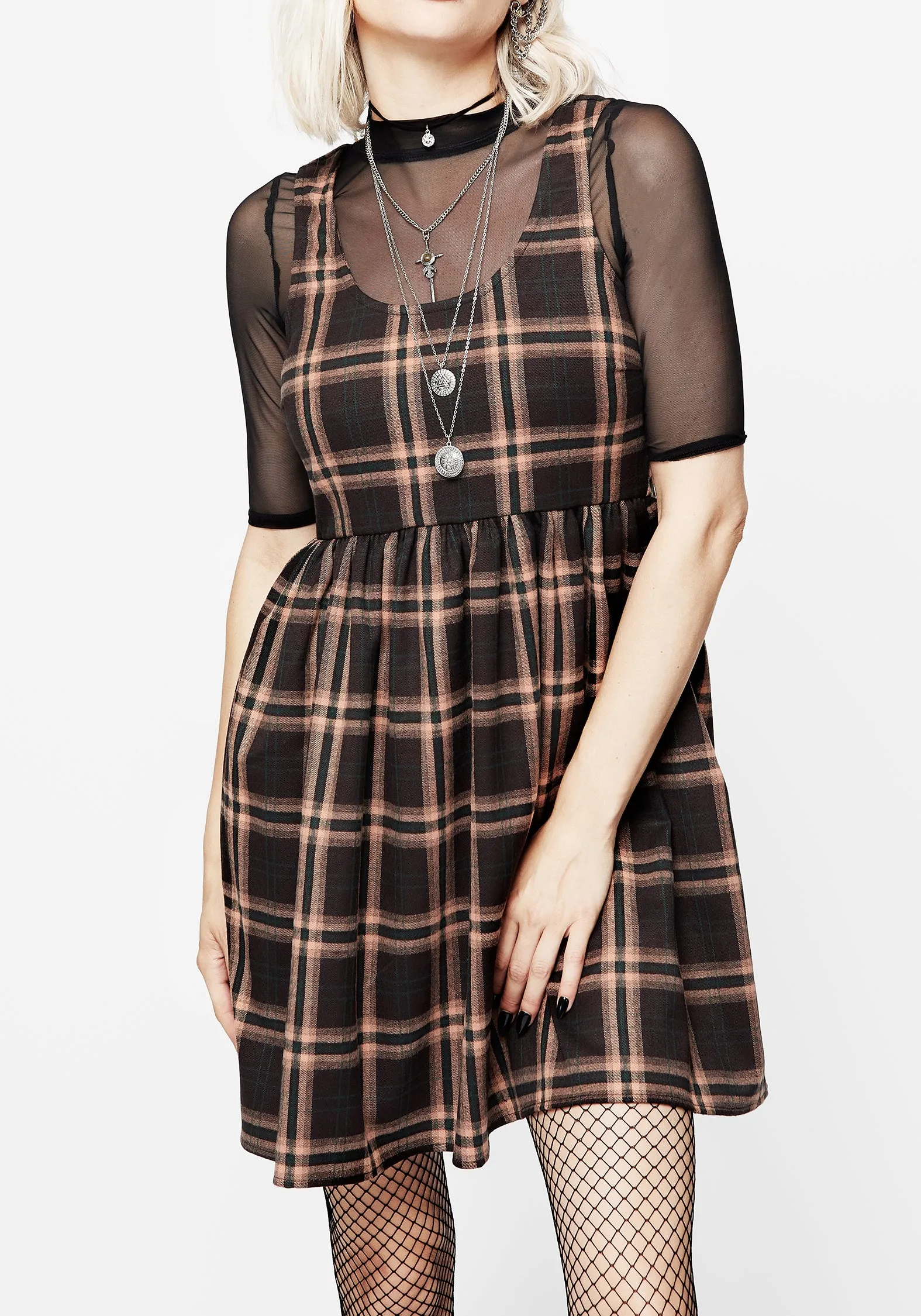 Midi-Length Ambrose Check Mini Dress