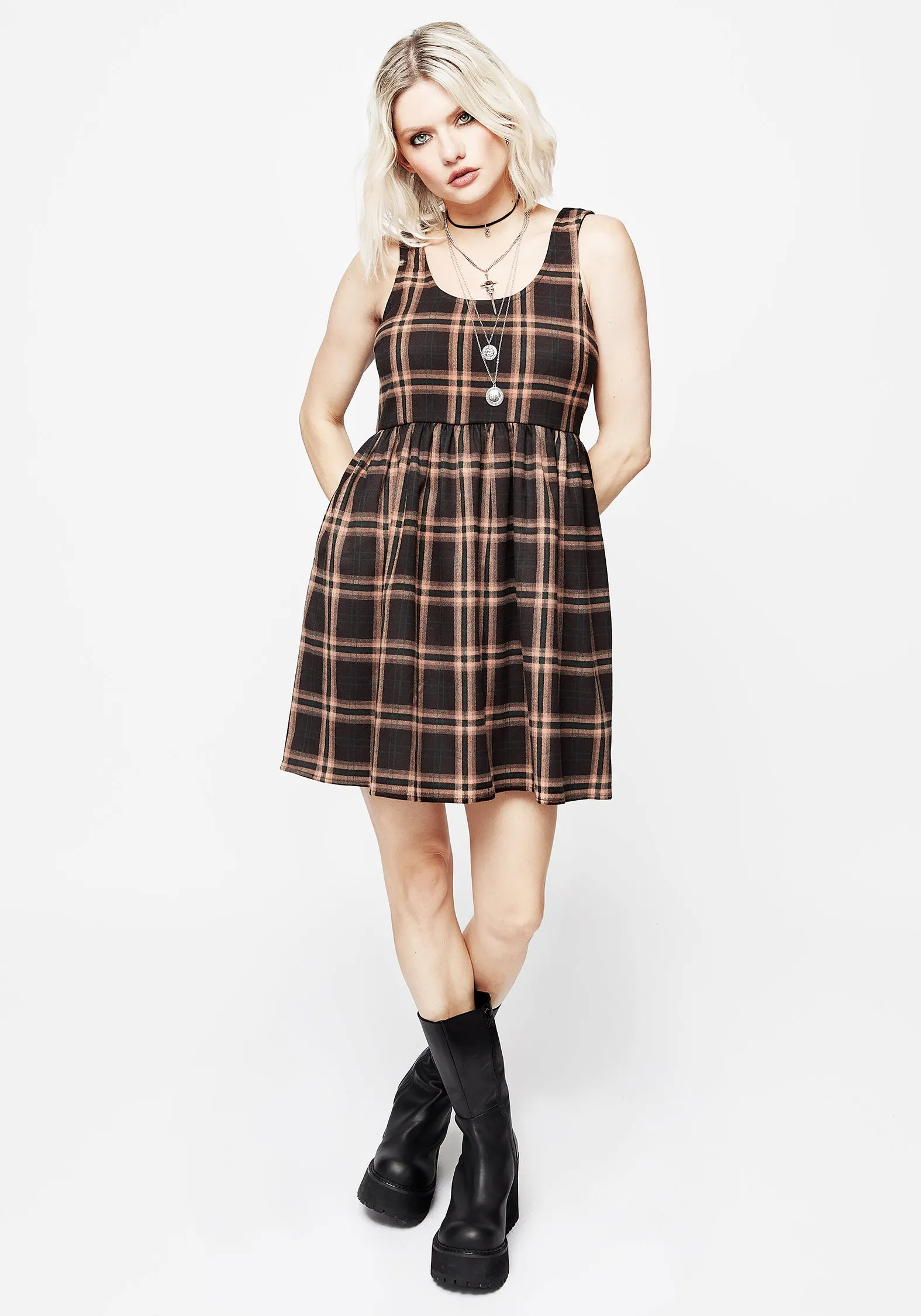 Ambrose Check Mini Dress Ruffle Hem