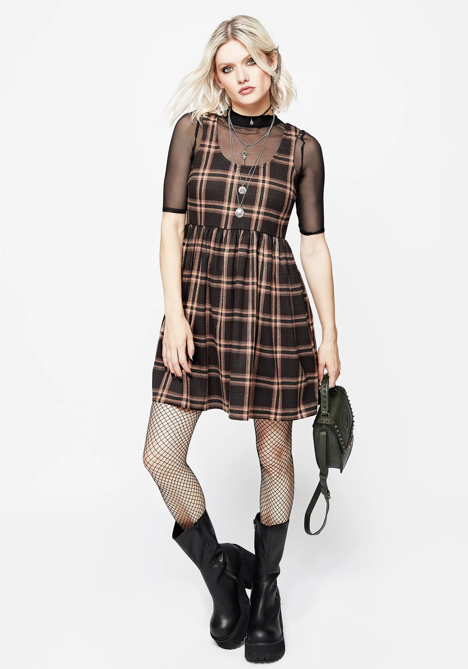 Fall Flow Travel Ready Ambrose Check Mini Dress
