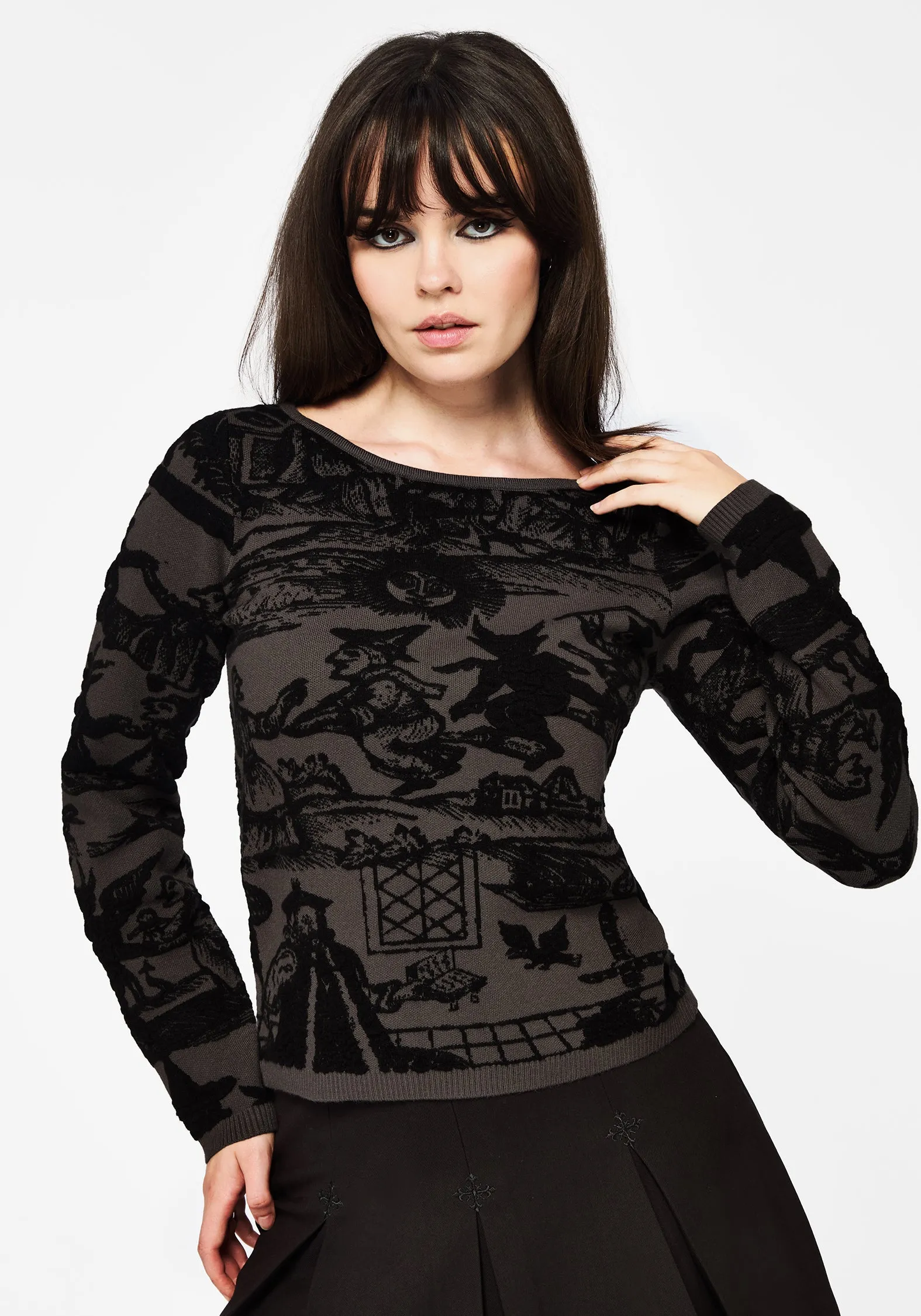 Diabolical Raised Jacquard Knit Jumper Work Outfit Durable Blend