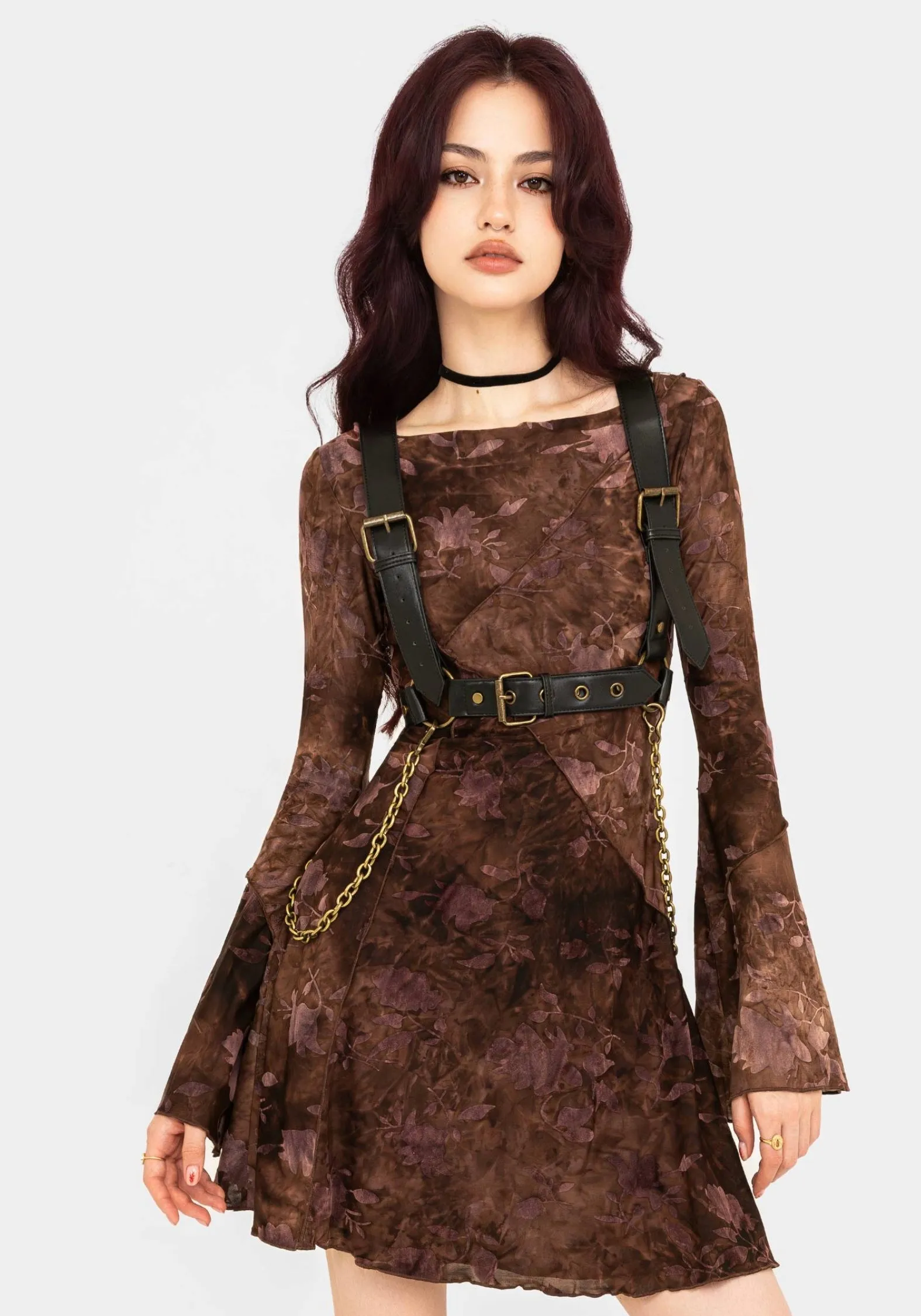 Feminine Look Serenade Long Sleeve Floral Mini Dress