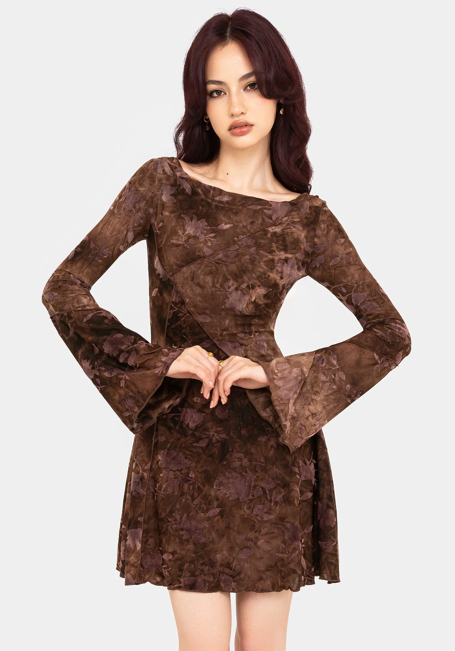 AntiPillTreatment EcoFriendlyDye Serenade Long Sleeve Floral Mini Dress