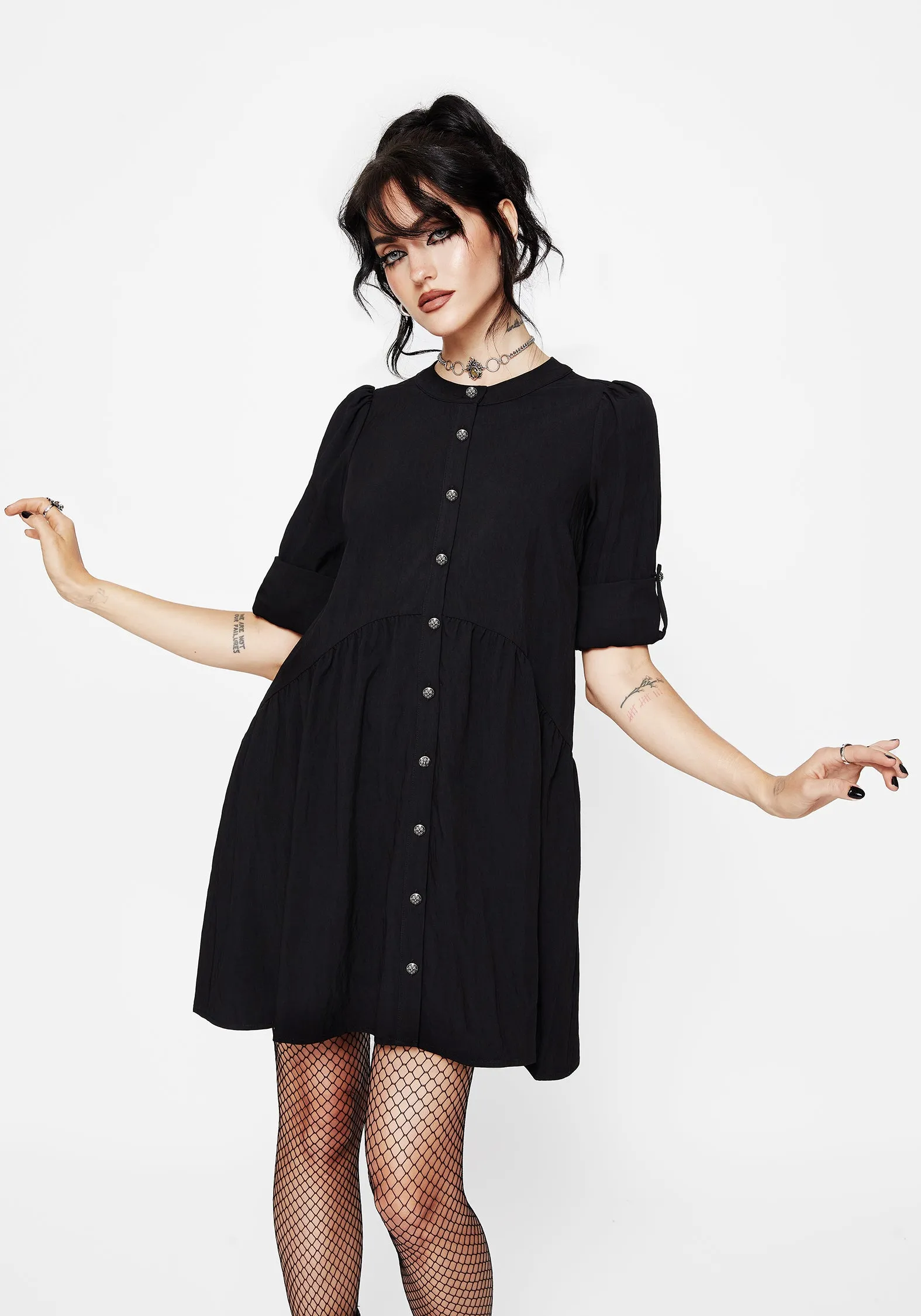 Arden Button Down Mini Smock Dress Summer Fashion