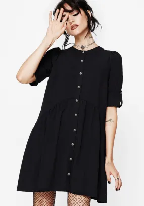 Arden Button Down Mini Smock Dress Shiny surface