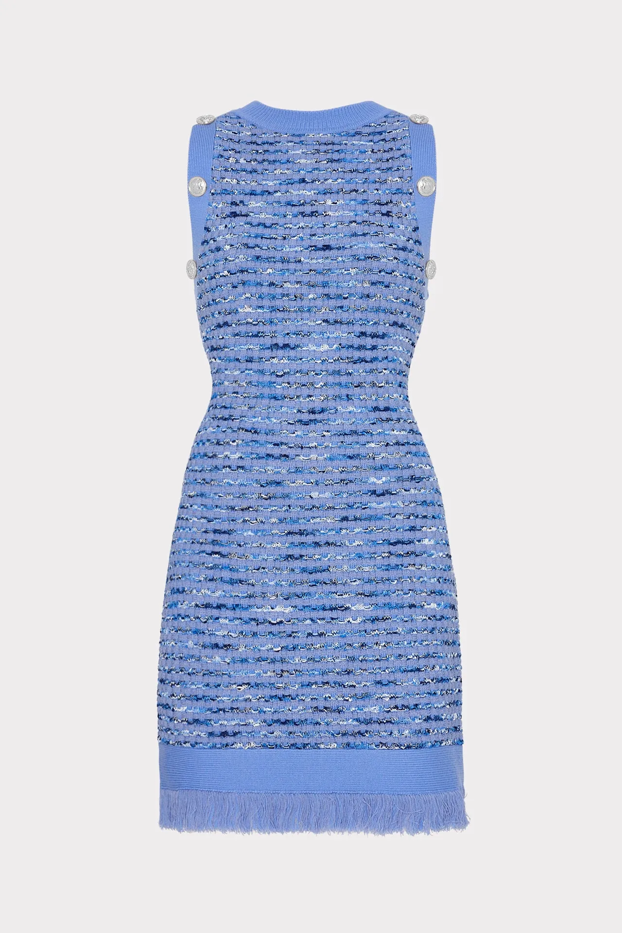 Edge Beat Textured Fringe Knit Mini Dress