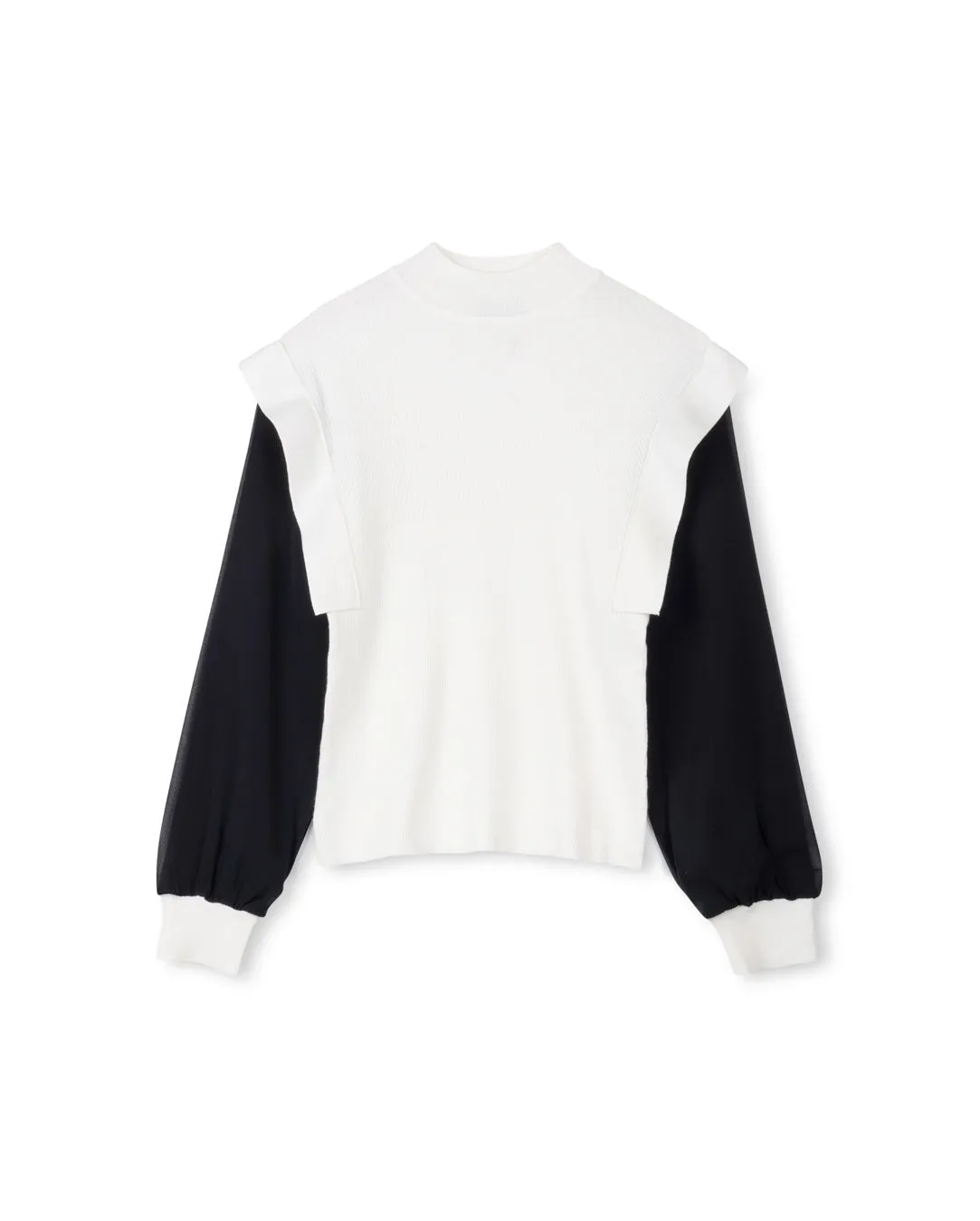 Comfortable apparel Chiffon Sleeve Detail Knit Top