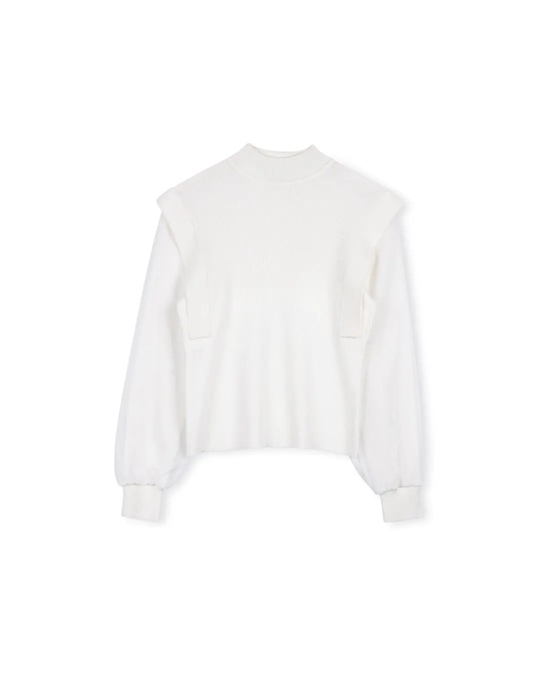 Chiffon Sleeve Detail Knit Top Versatile Piece Knit Apparel
