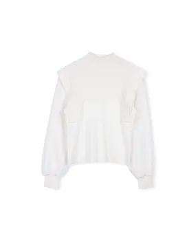 Chiffon Sleeve Detail Knit Top Versatile Piece Knit Apparel